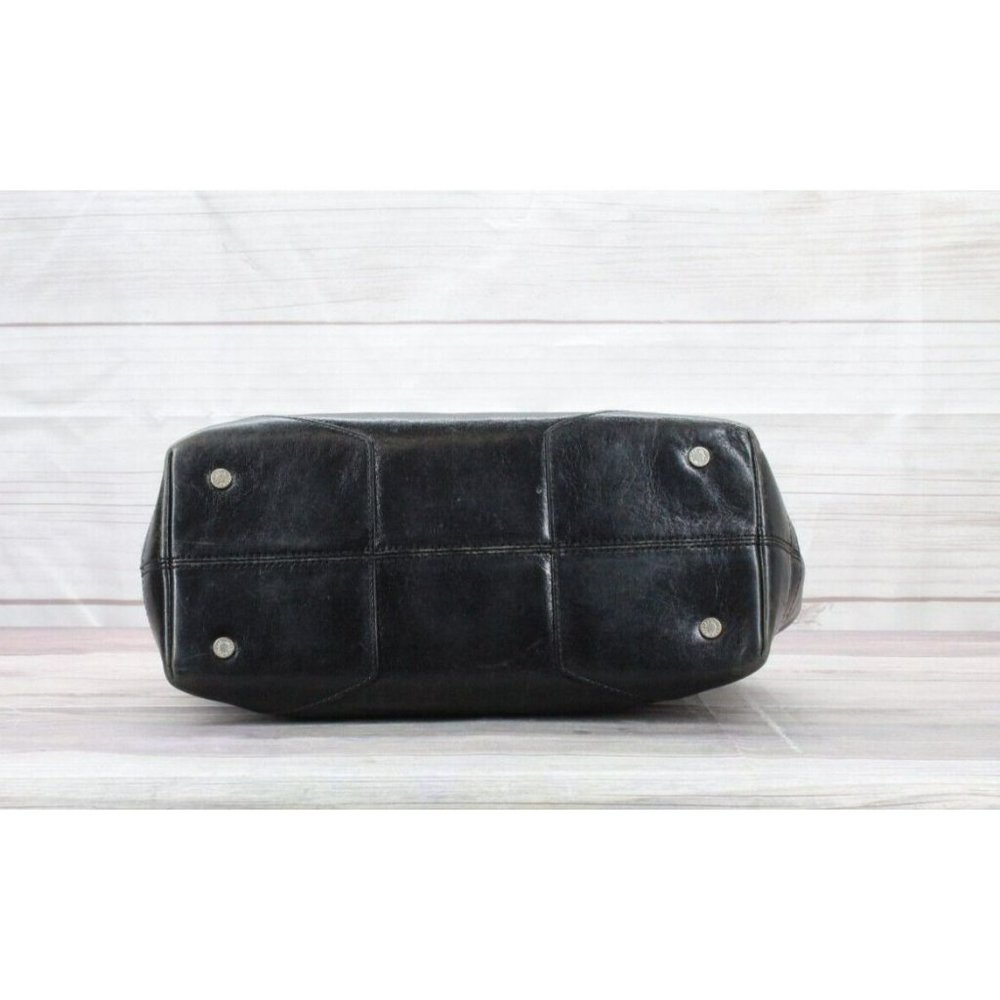 Monsac Black Leather Double Handle Studded Shoulder Purse Tote Bag - Picture 7 of 8